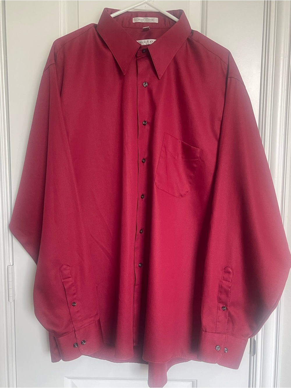 Geoffrey Beene Burgundy Sateen Wrinkle Free Dress Shirt Men’s XXL 18 36/37